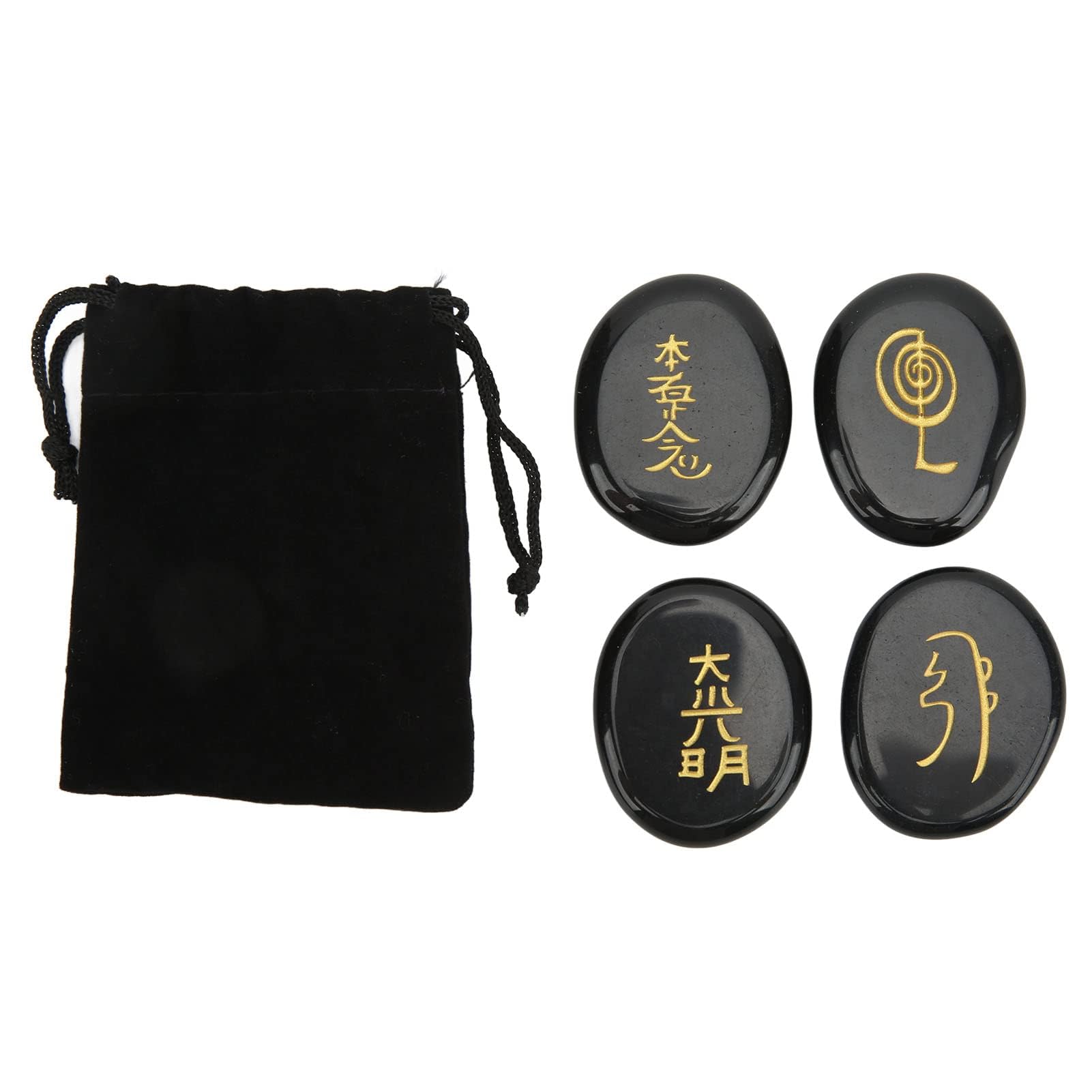 Hztyyier Cristalli di Guarigione Reiki con Simboli Chakra Incisi per la Meditazione terapia (4 Pezzi)