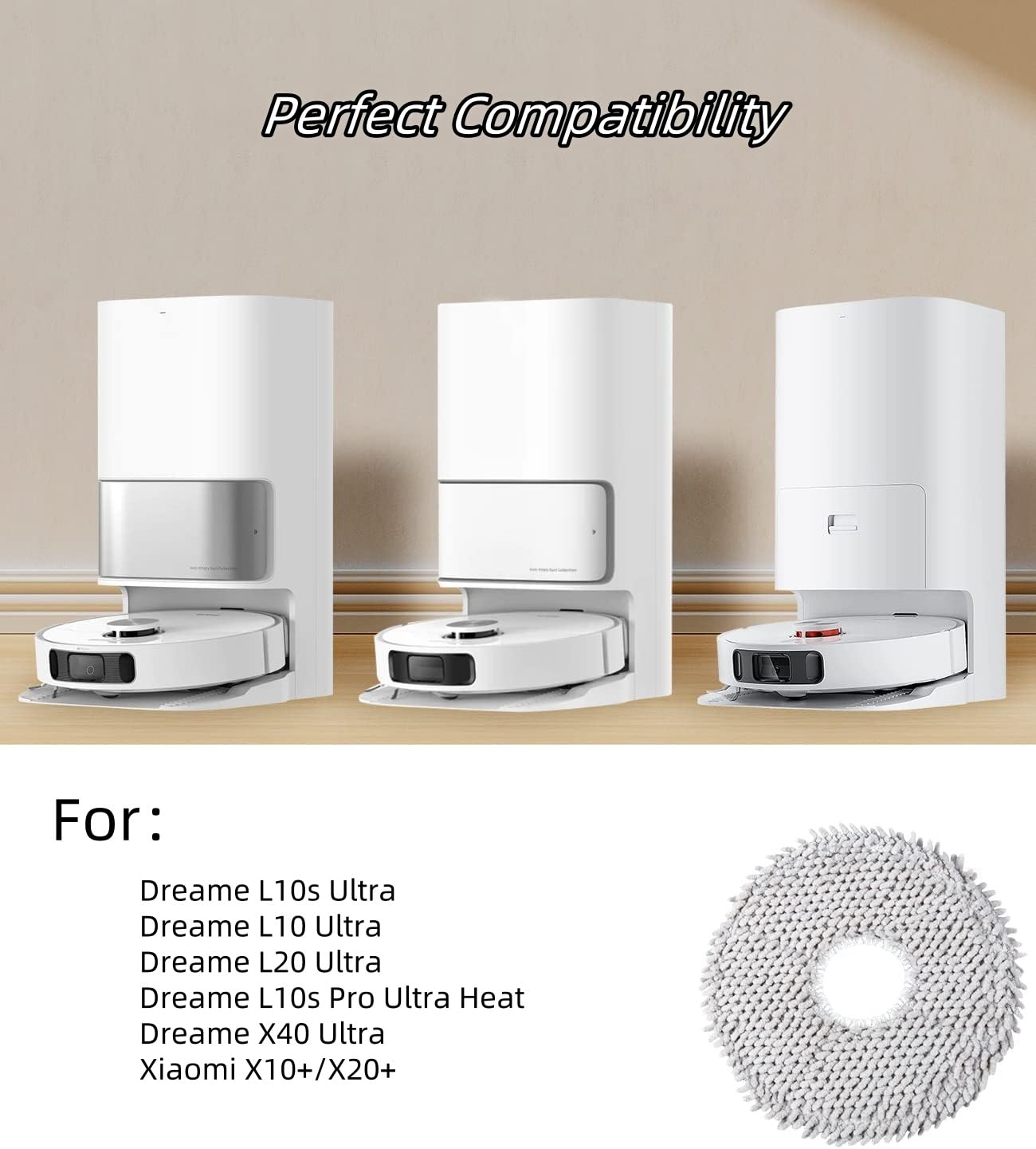 MYAYD Confezione da 8 panni di ricambio per robot aspirapolvere Xiaomi X10+/X20+ e Dreame L10s Ultra/L10 Ultra/L20 Ultra/L10s Pro Ultra Heat/X40 Ultra