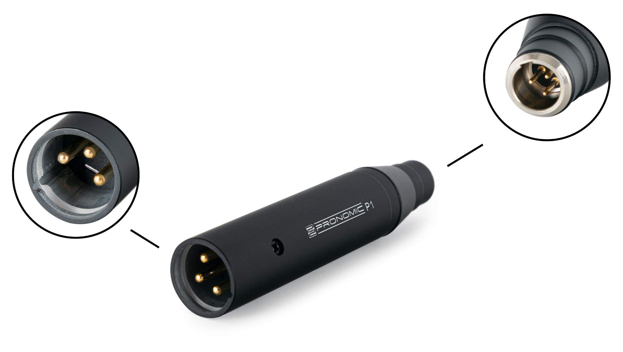 Adaptateur d'alimentation Phantom Pronomic P1 - pour connecter des micros Casque et lavalier à Une Table de mixage - Prise : Mini-XLR 3 Broches - fiche : XLR - Noir