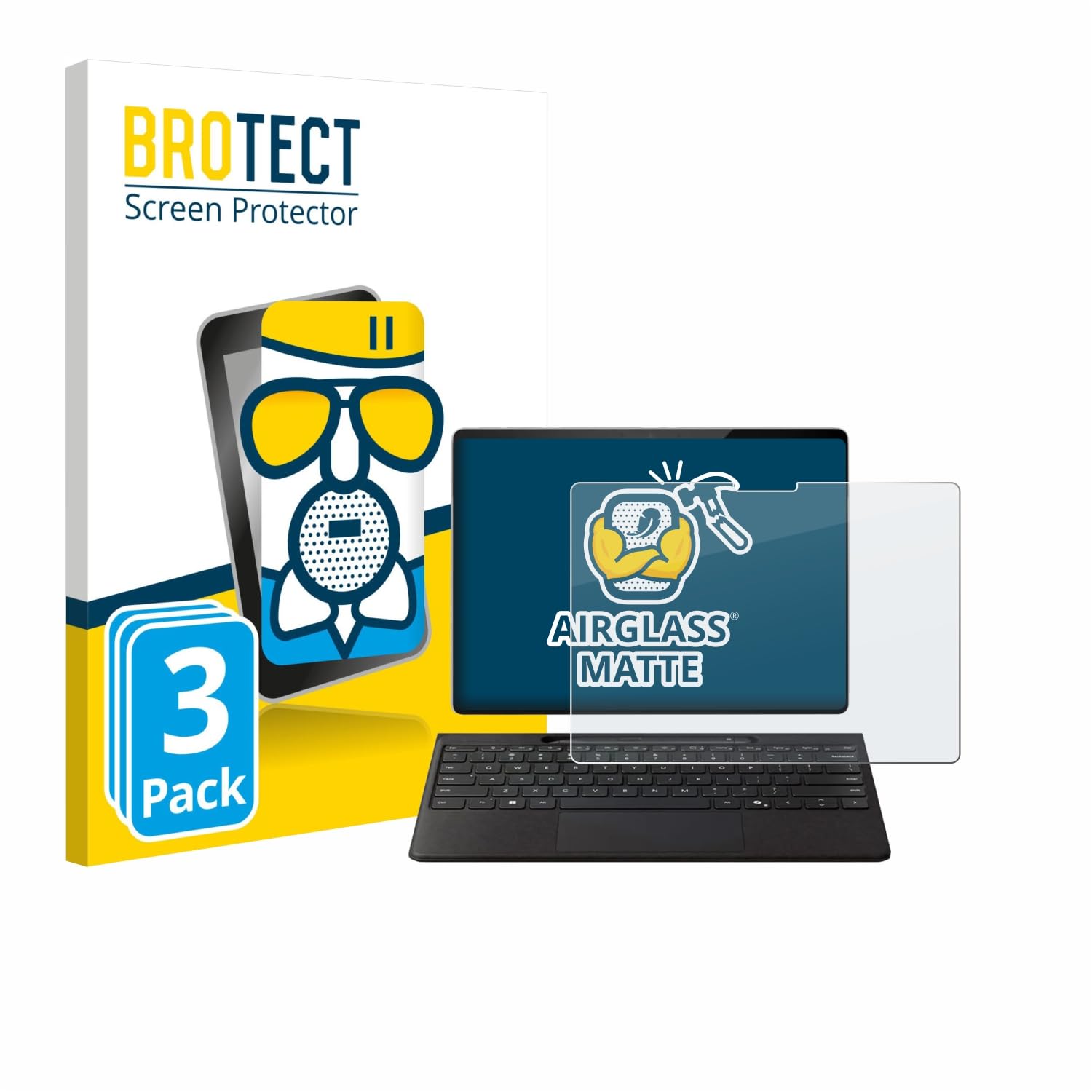 BROTECT Entspiegelungs Schutzglas für Microsoft Surface Pro Copilot+ 13" (3 Stück) Schutzfolie Matt [Extrem Kratzfest 9H, Anti-Fingerprint]
