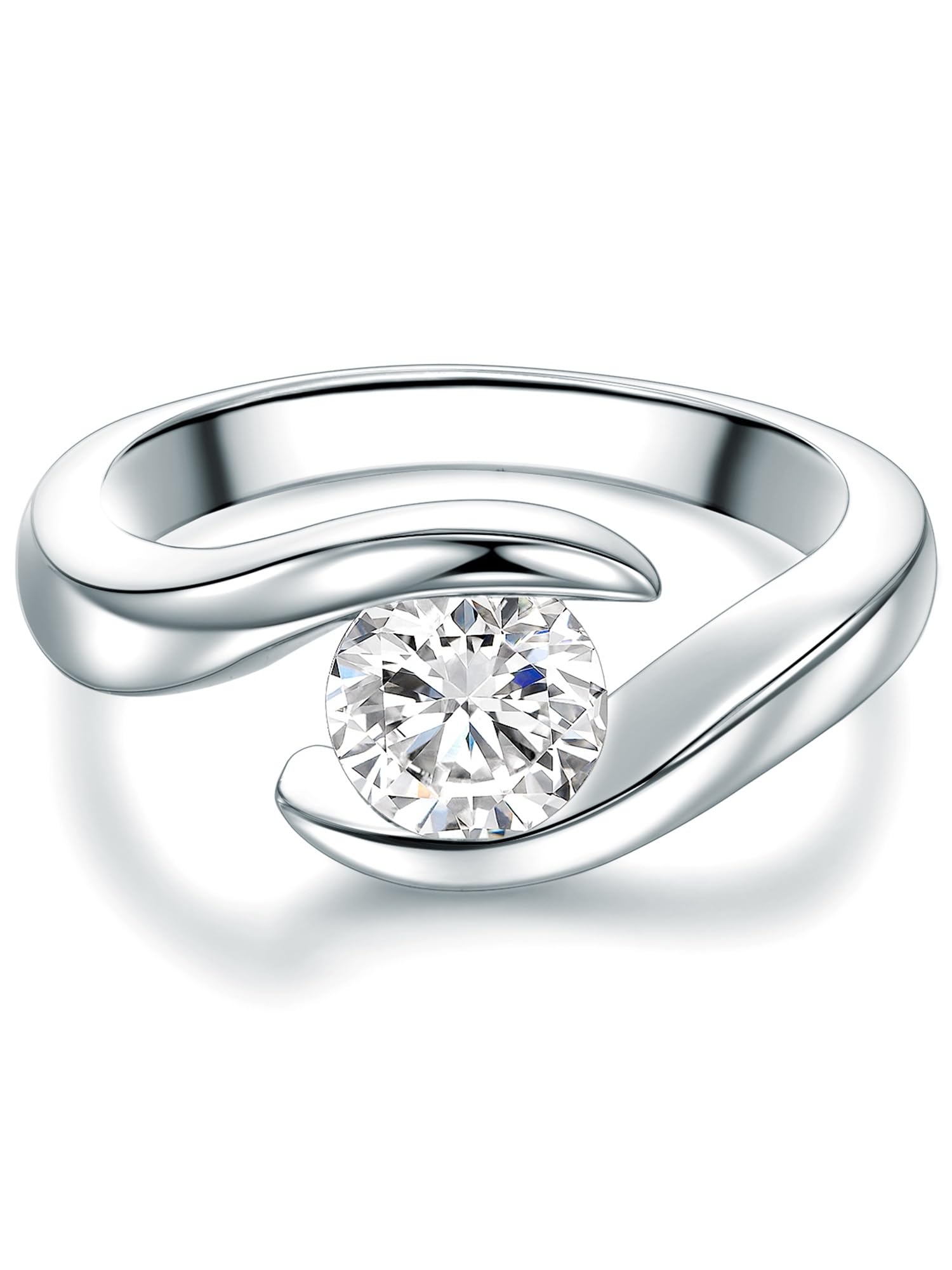 Trilani Female 925/- Sterling Silver Brilliant cut Zirconia (CZ) Solitaire Ring