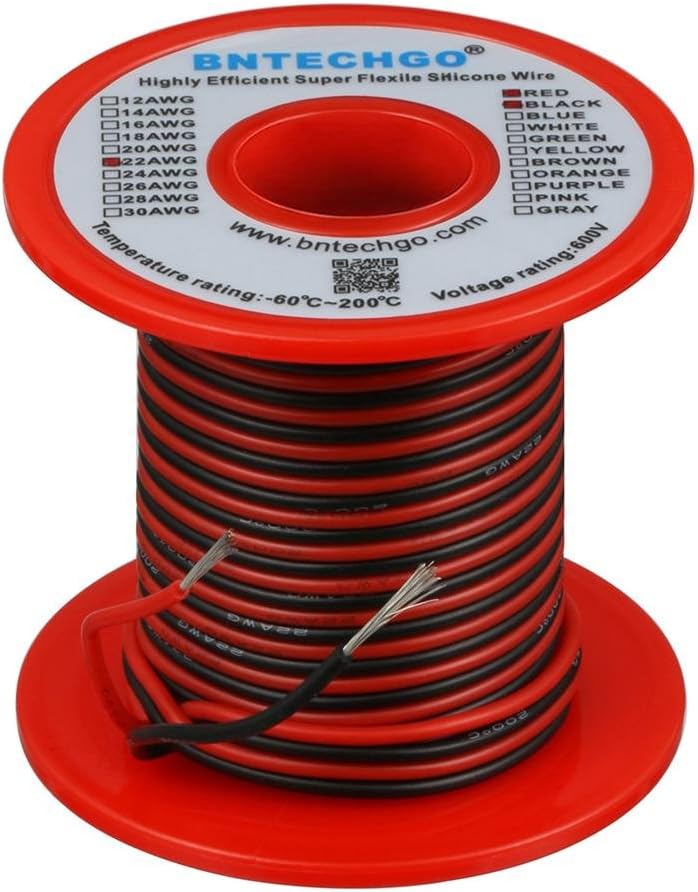 BNTECHGO 22 Gauge Silicone Wire Spool Red and Black Each 50ft 2 Separate Wires Flexible 22 AWG Stranded Tinned Copper Wire - Image 2