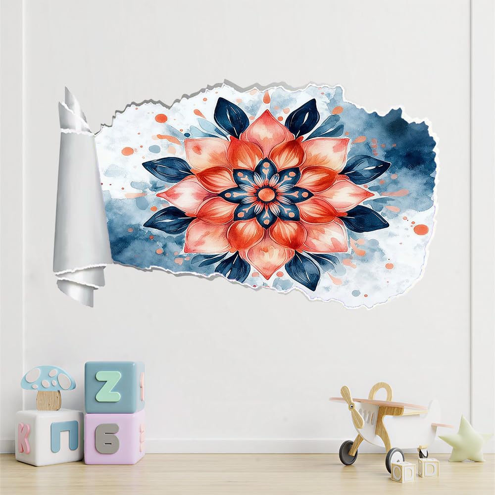3D Durchbruch Wandtattoo Mädchen Kinderzimmer Stechapfelblüten Wandaufkleber Dekorative Bemalte Pflanzen Wandsticker für Junge Teenager Zimmer Wohnzimmer Schlafzimmer Wandbilder Deko