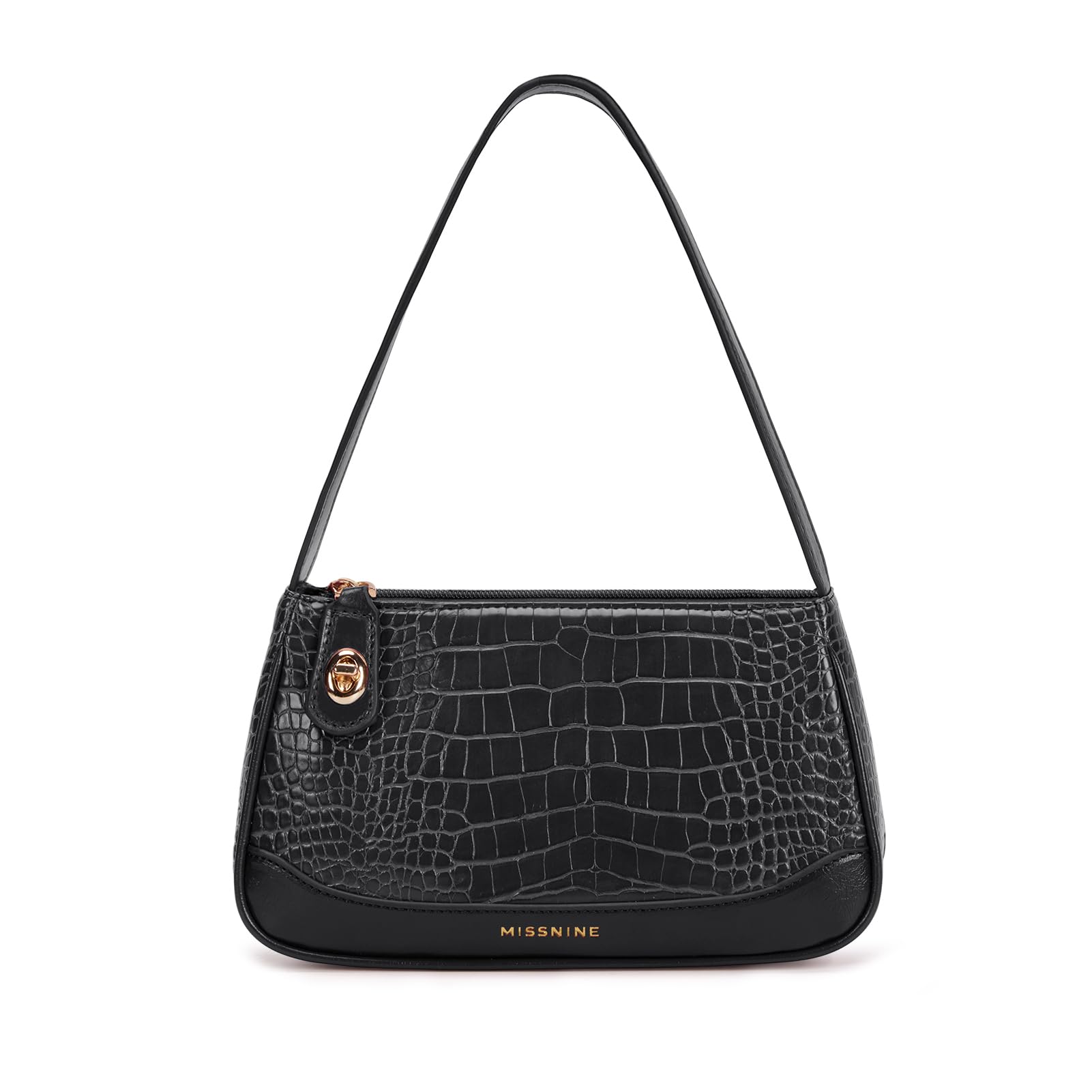 Missnine Shoulder Bag for Women Small Purse Trendy Clutch Hobo Bag Vegan Leather Mini Handbag with Zipper Closure