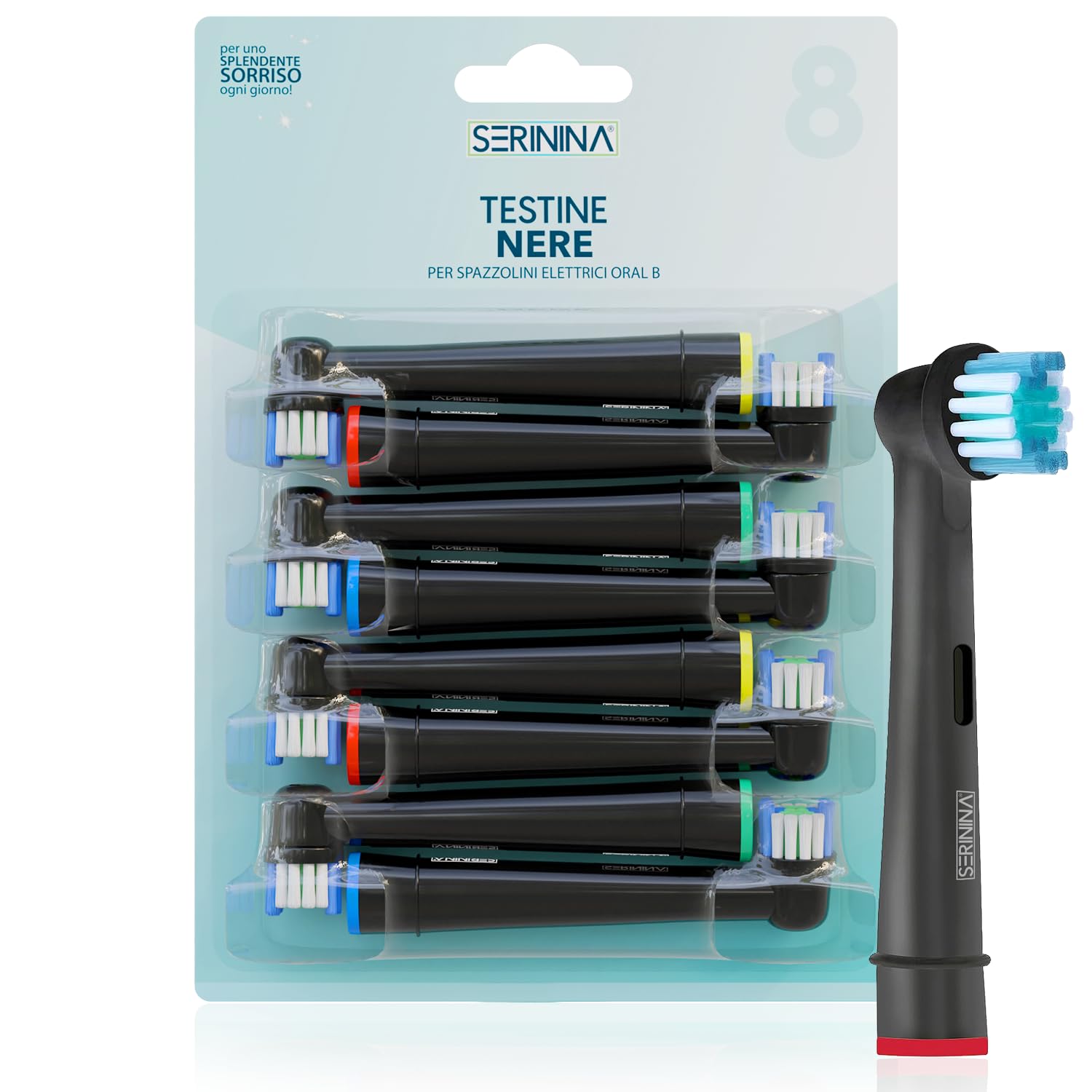 SERININA Testine Oral B Nere, Testine Spazzolino Elettrico Oral-B Nere, Black Edition, Ricambio di Alta Qualità per Spazzolini Elettrici, Testine Nere Oral B Compatibili