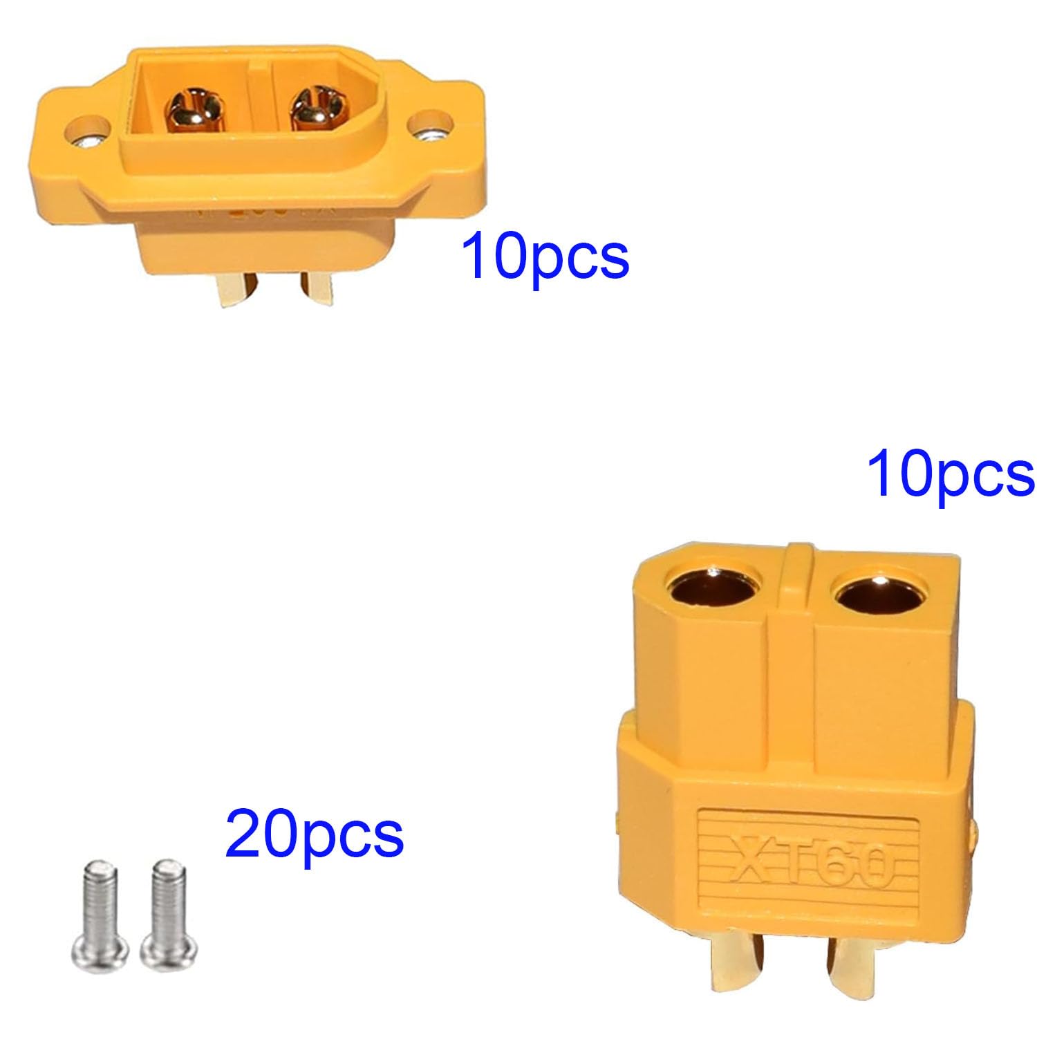 RUNCCI-YUN 10 par złączy XT60 + 10 par XT60E-M wtyki do zabudowy lipo baterie złącza 2 piny złącze wtyczka kablowa