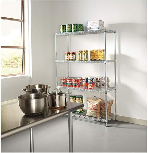 Miniatura 3 de Alera ALE Industrial - Kit de inicio de estantería de alambre resistente, 4 estantes, 48 pulgadas de ancho x 18 pulgadas de profundidad x 72