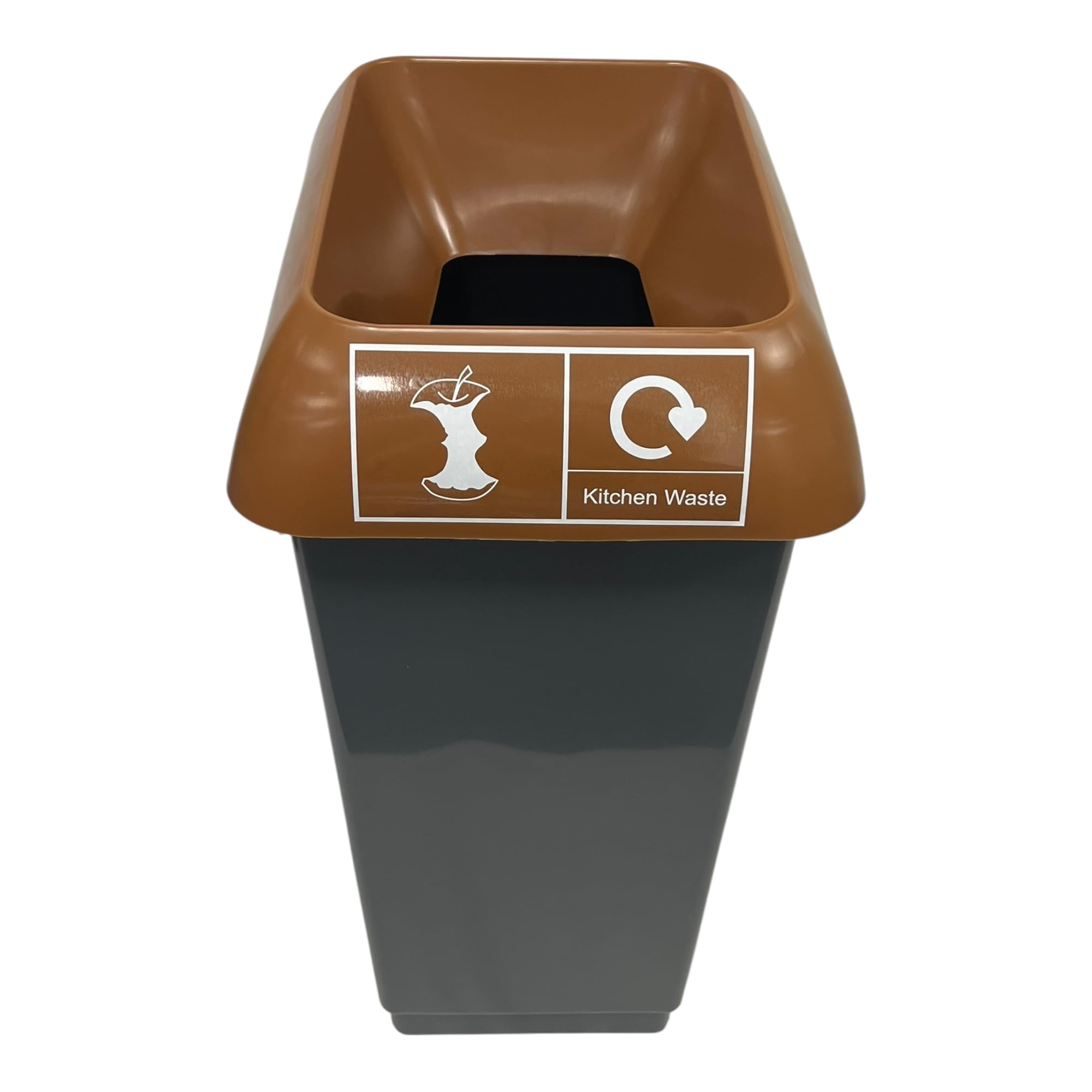Chabrias Ltd 50 Litre Recycling Waste Bin With Lid & Logo Sticker Included (Brown Lid & Kitchen Waste Logo) — image 1