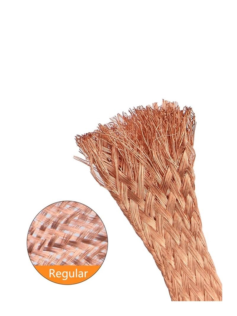 Cable de conexión trenzado de cobre estañado de 1/2/5 m, 1,5/4/6/10/25/35 mm², cinta conductora, desoldadora, soldadura trenzada, cobre (cobre estañado, 28 mm de ancho, 25 mm2_10 m)