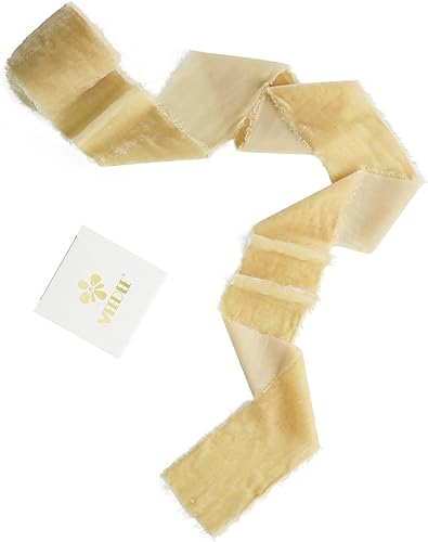 Miniatura 3 de MEEDEE Flecos beige de seda de borde crudo de 3 pulgadas para coronas, ramo de flores, fotografía, banda de vestido, baby shower, decoración de boda