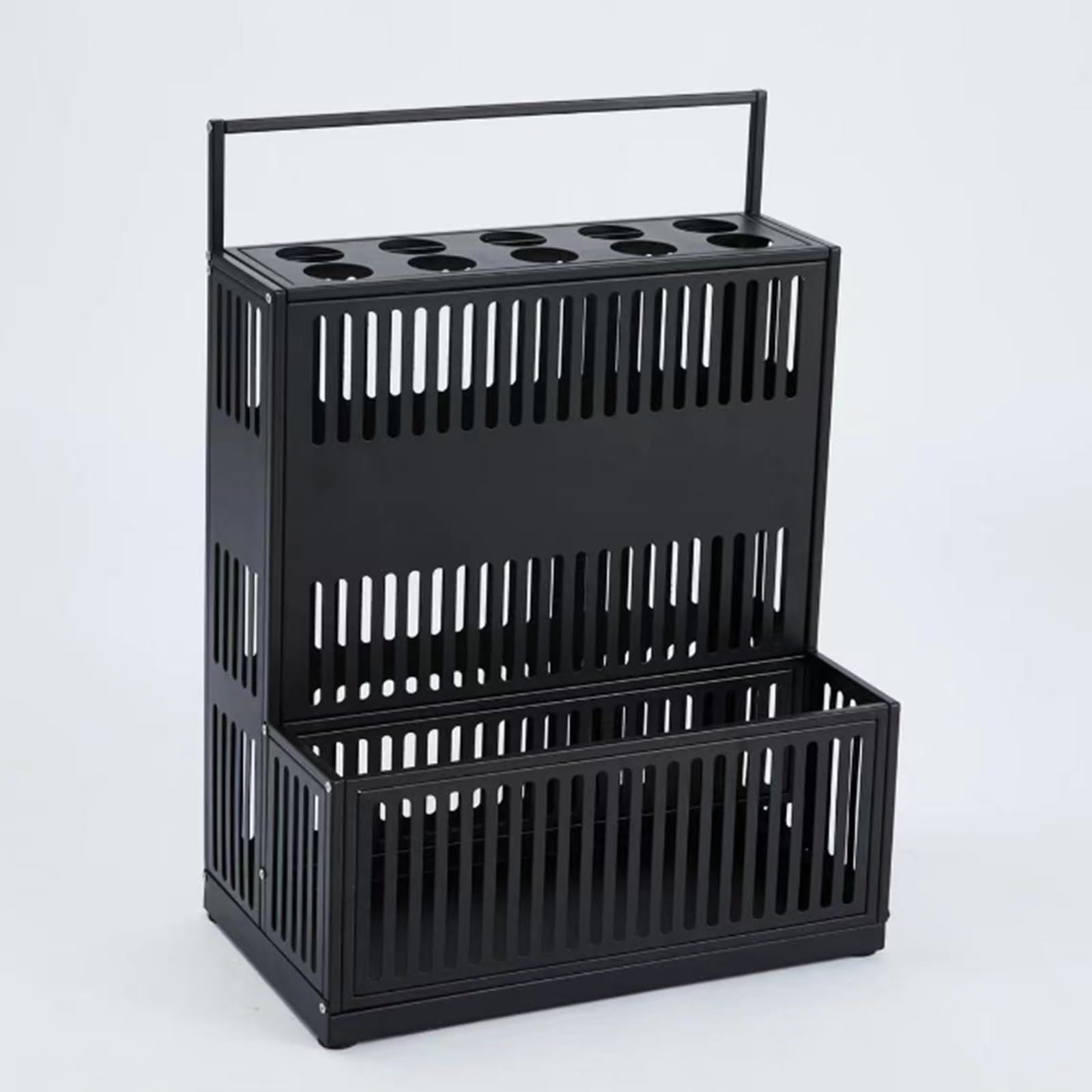 SaryEdge Large Capacity Commercial Umbrella Stand - Hotel Lobby Umbrella Storage Rack, Durable Umbrella Bucket Holder for Entryway, Rain Gear Organizer, Space,Black-38 * 26 * 53CM/15 * 10.2 * 20.9IN