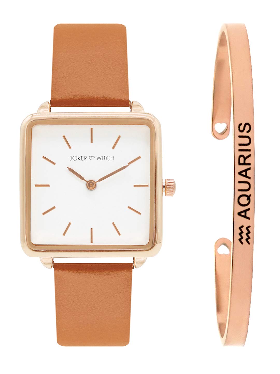 Joker & Witch Leather Emily Aquarius Analog Watch Bracelet Gift Set For Women, White Dial, Brown Band (B08WPLF19Y) Amazon Price History, Amazon Price Tracker
