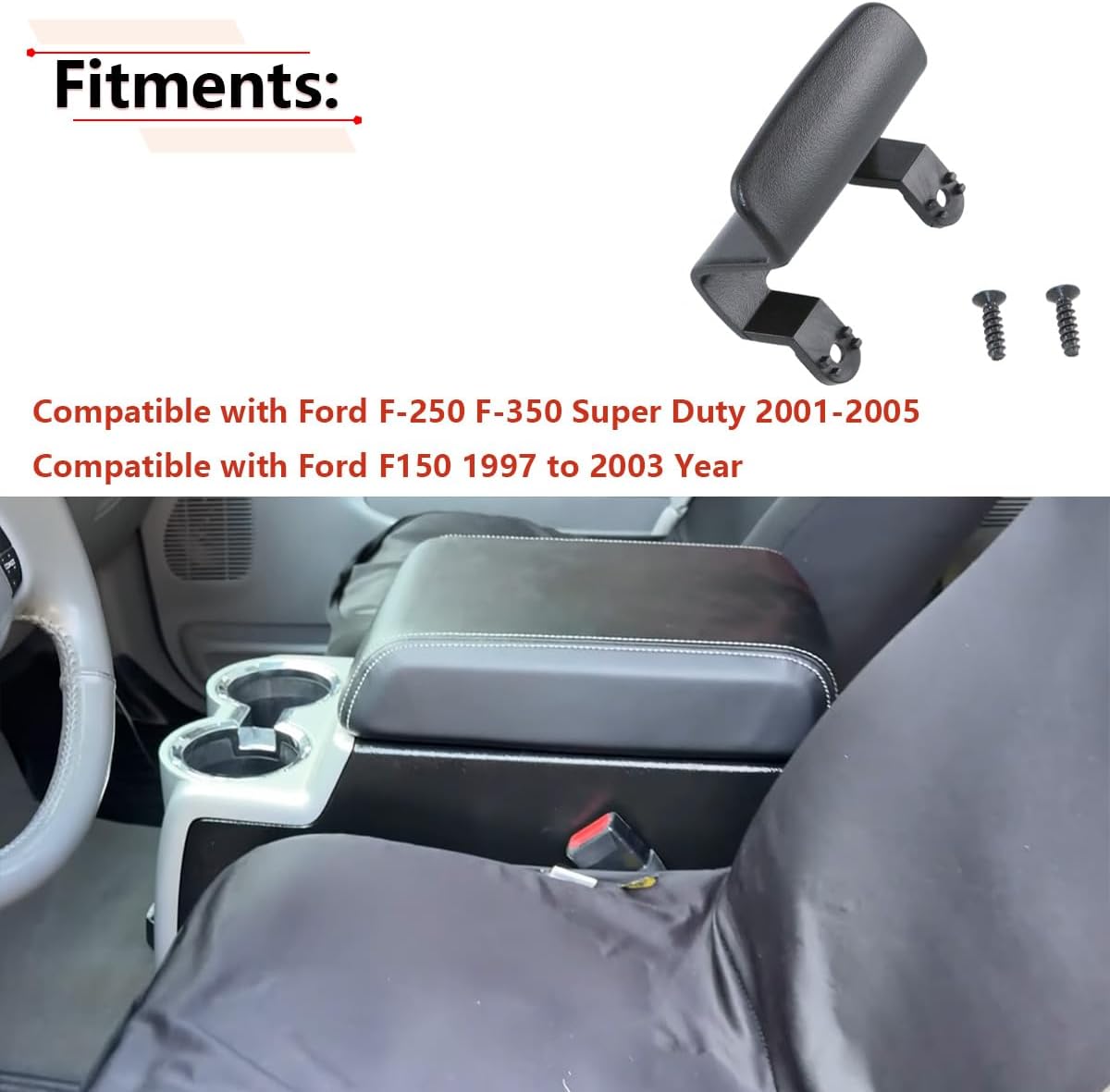 RLB-HILON Center Console Latch Compatible with Ford F150 1997 to 2003 Year, for Ford F250 F350 F450 F550 Super Duty Excursion 2001 to 2005 Year, for 4C3Z-15061A86-BAA 924-855
