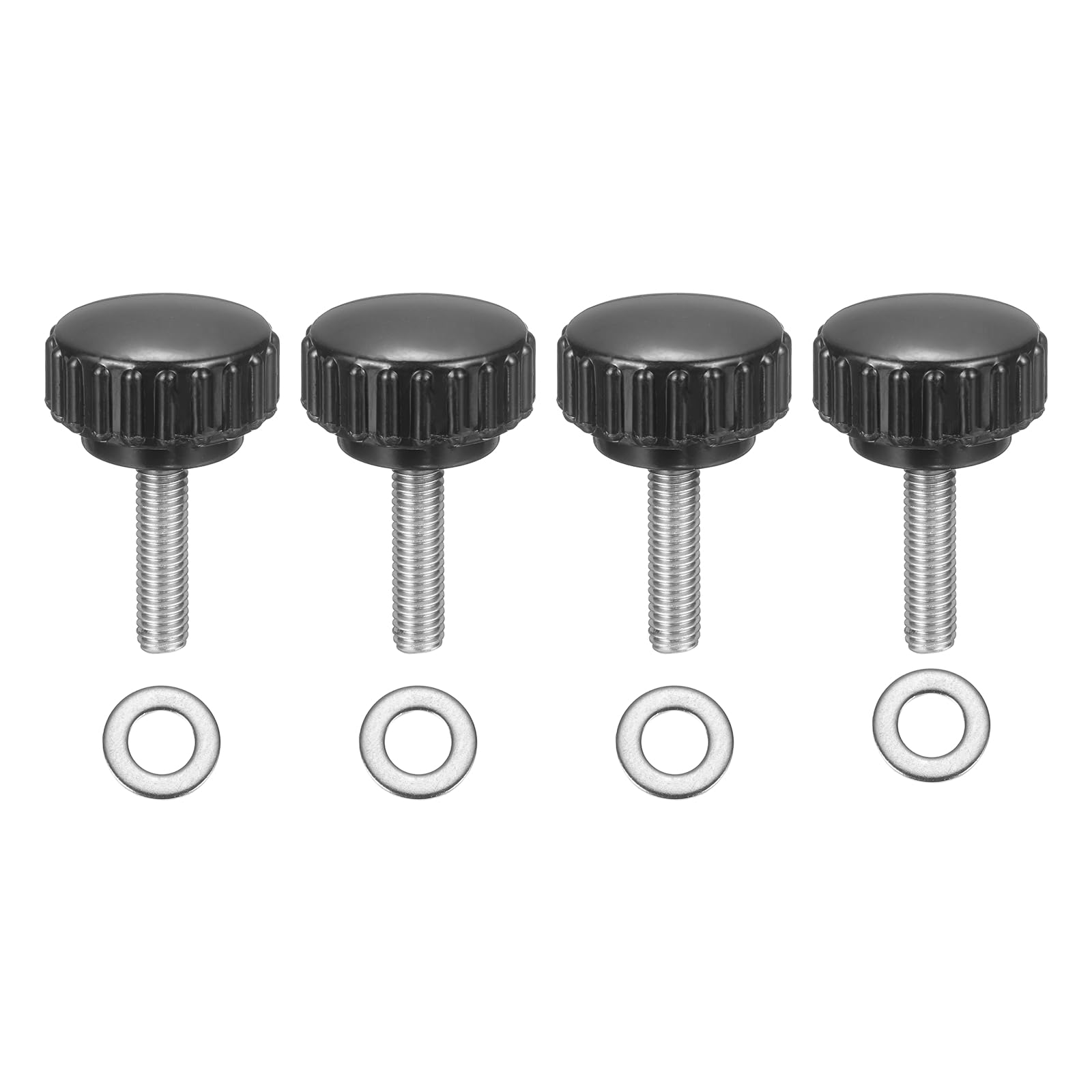 sourcing map 4Pcs Knurled Clamping Knobs, M5 x 20mm Metric 304 Stainless Steel Male Thread Thumb Screws 22mm Width Knurled Handle Bolts Grip with Washers for Machine Umbrella Base Replacement