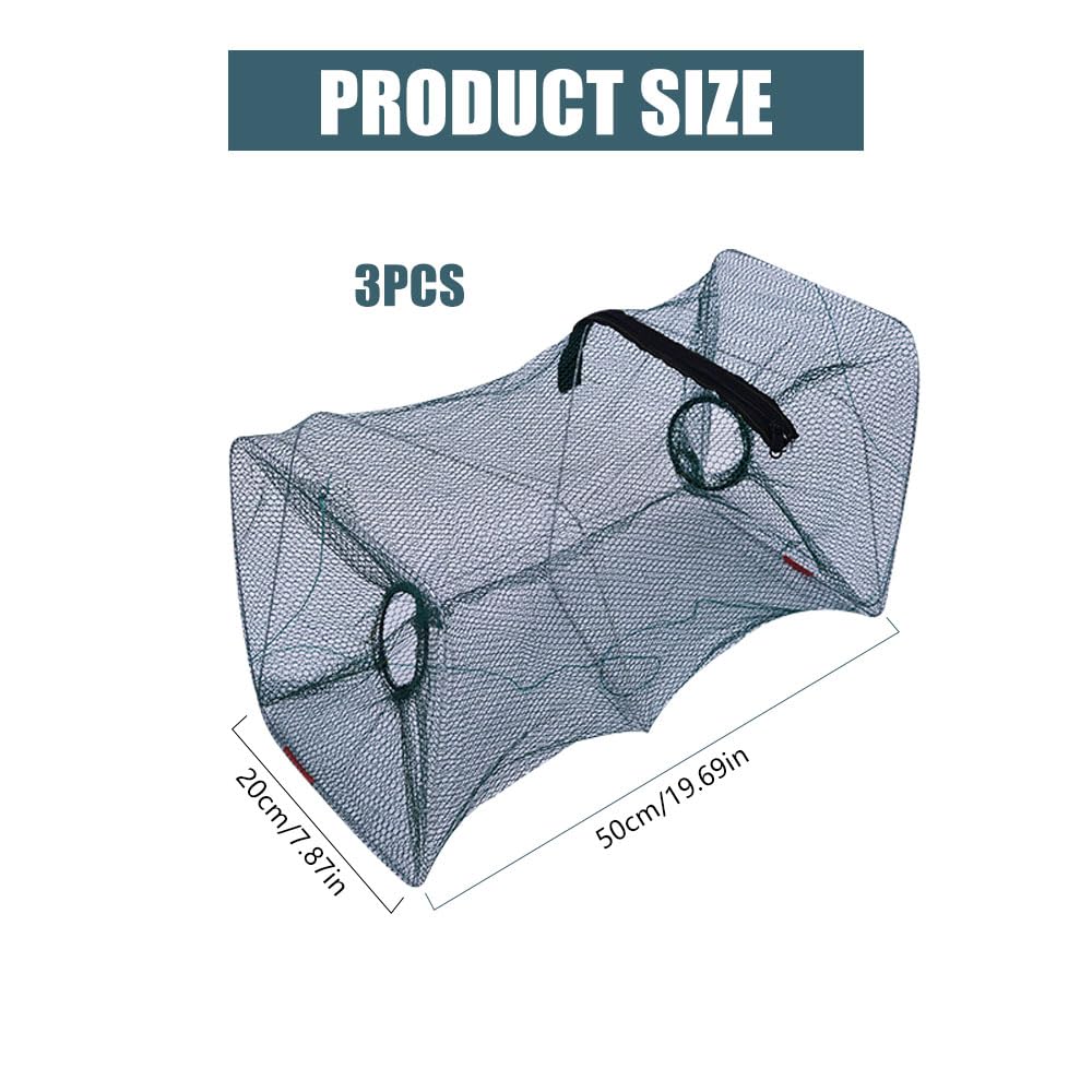 Nasse a Poisson, 50 x 20cm Filet Peche, Pliable Nasse a Ecrevisse, Fish Trap pour Crevettes Écrevisses Homards Anguilles