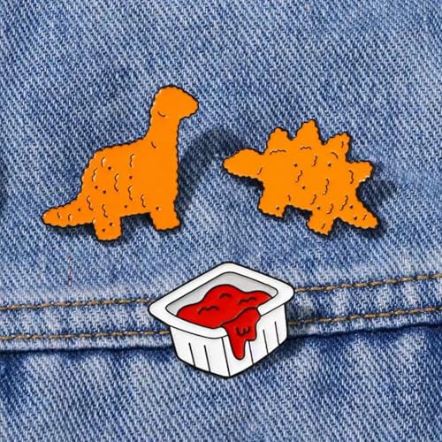 Dinosaur Chicken Nugget Enamel pin for Women Men Lapel Brooch Badge Pin for Backpack Bag2