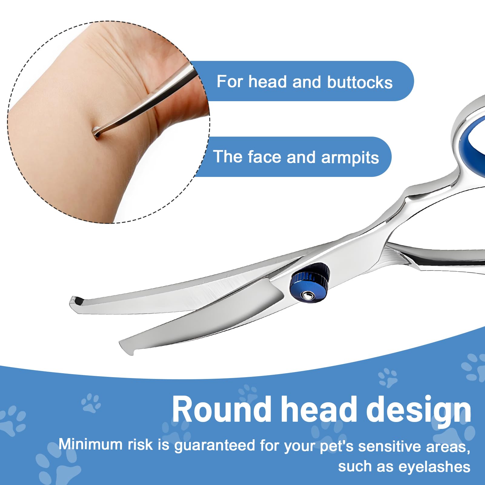 Pet Grooming Scissors, 6.7" Up Curved Dog Grooming Scissors with Safety Round Tip, Stainless Steel Cat Hair Cutting Shears - Image 4