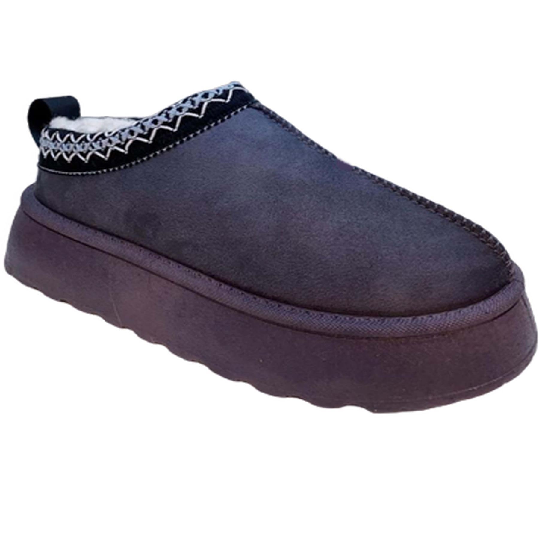 KOLLACHE Womens Tazz Slipper Suede Slip On Stitch Details Mule Platform Slipper