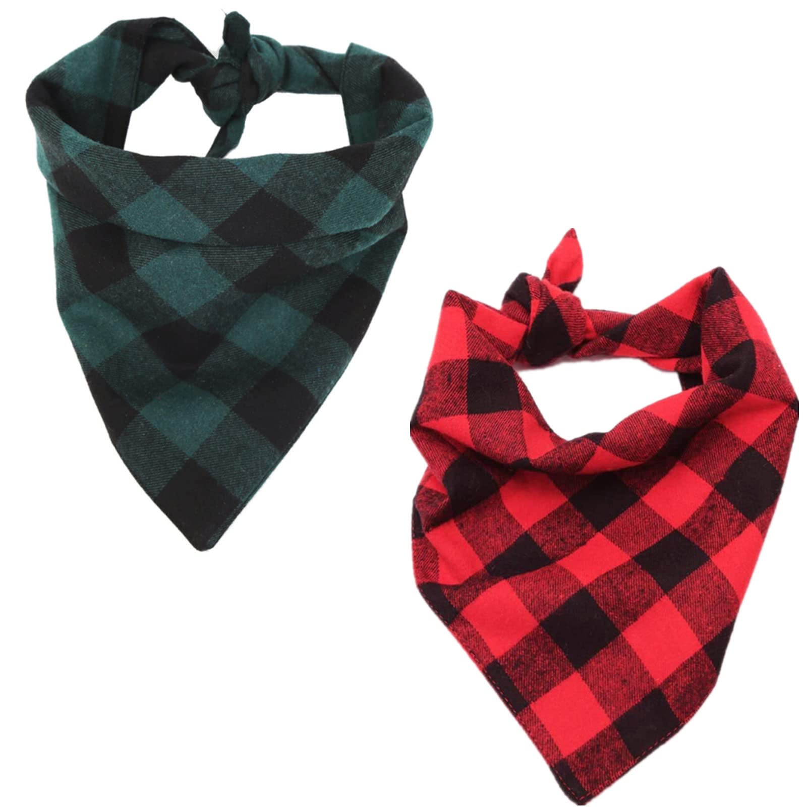 2 pañuelos triangulares para mascotas, bufandas ajustables para perros, pañuelos lavables para perros, pañuelos para perros pequeños, medianos y grandes (rojo + verde)
