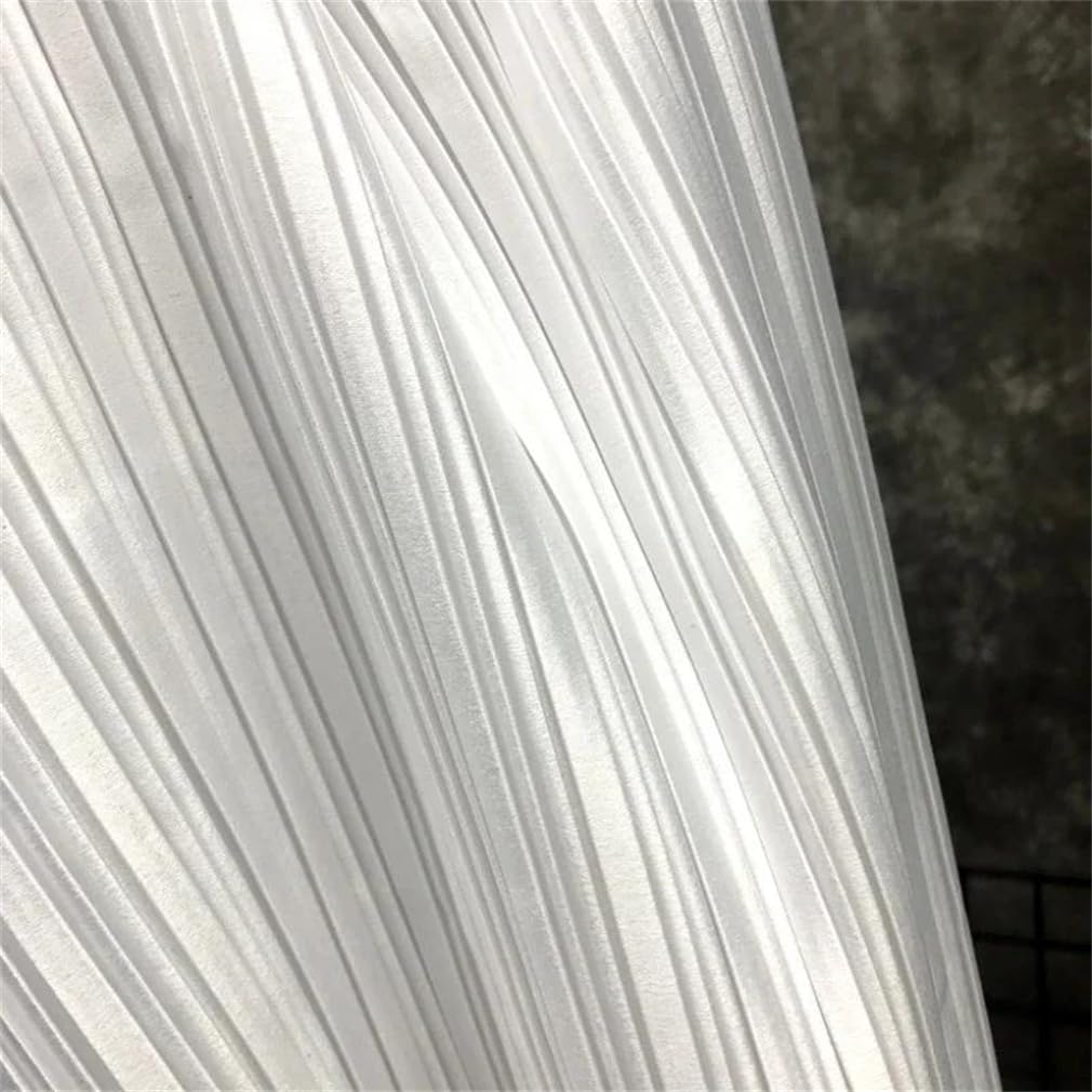 Tejido de gasa perlada plisada, PlisadoFab MatteVestido De Costura Gruesa BrillanteDanzaDiseñadora VestuarioPaño NegroBlanco 50x150cm(White Straighten50cm)