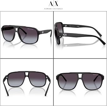 Armani Exchange AX4104S Rectangle Sunglasses for Men +BUNDLE with ACCESSORY EYEWEAR KIT