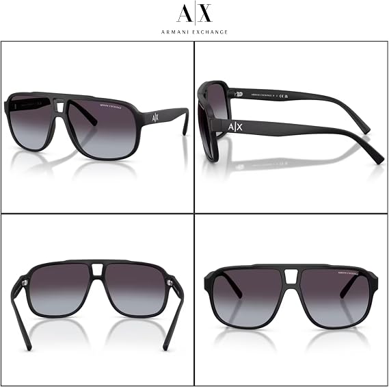 Armani Exchange AX4104S Rectangle Sunglasses for Men +BUNDLE with ACCESSORY EYEWEAR KIT