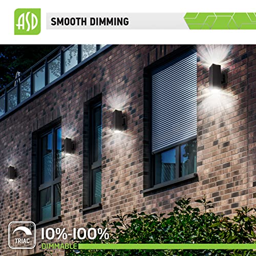 Asd Led Wall Light Fixture | Square Cylinder Sconce | 10 Inch 18W 120V 1900Lm 3000K 4000K 5000K Adjustable | Up And Down Lighting, Dimmable, Waterproof, Etl | Dark Bronze #TOP3