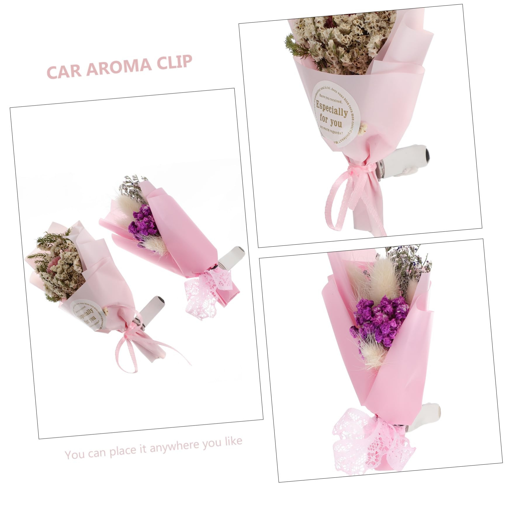 iplusmile 6pezzi Profumatore Per Auto Clip Con Fiori Secchi Da Diffusore Aromatico Elegante Per Ventilazione Auto Per Eliminare Odori Sgradevoli e Creare Un Atmosfera Rilassante