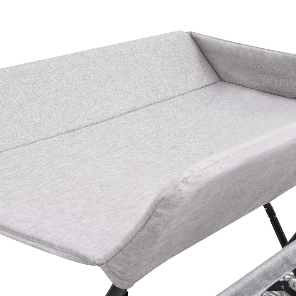 Cambiador gris claro de hierro con cambiador lavable, acolchado antideslizante, plegable con espacio de almacenamiento, funda fácil de limpiar y cuña para el cuidado del bebé en la habitación