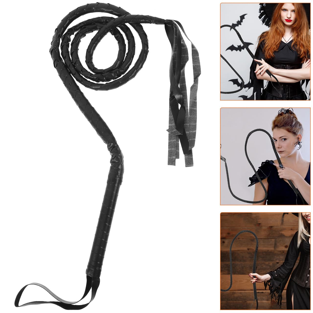 VICASKY Fouet : fouet pour esclave blanc : aviateur : 1. 8-2,0 cm Fouet esclave aviateur exotique Cravache Bullwhip Directeur de cirque Costume de chat noir Costume d'Halloween Costume de costume