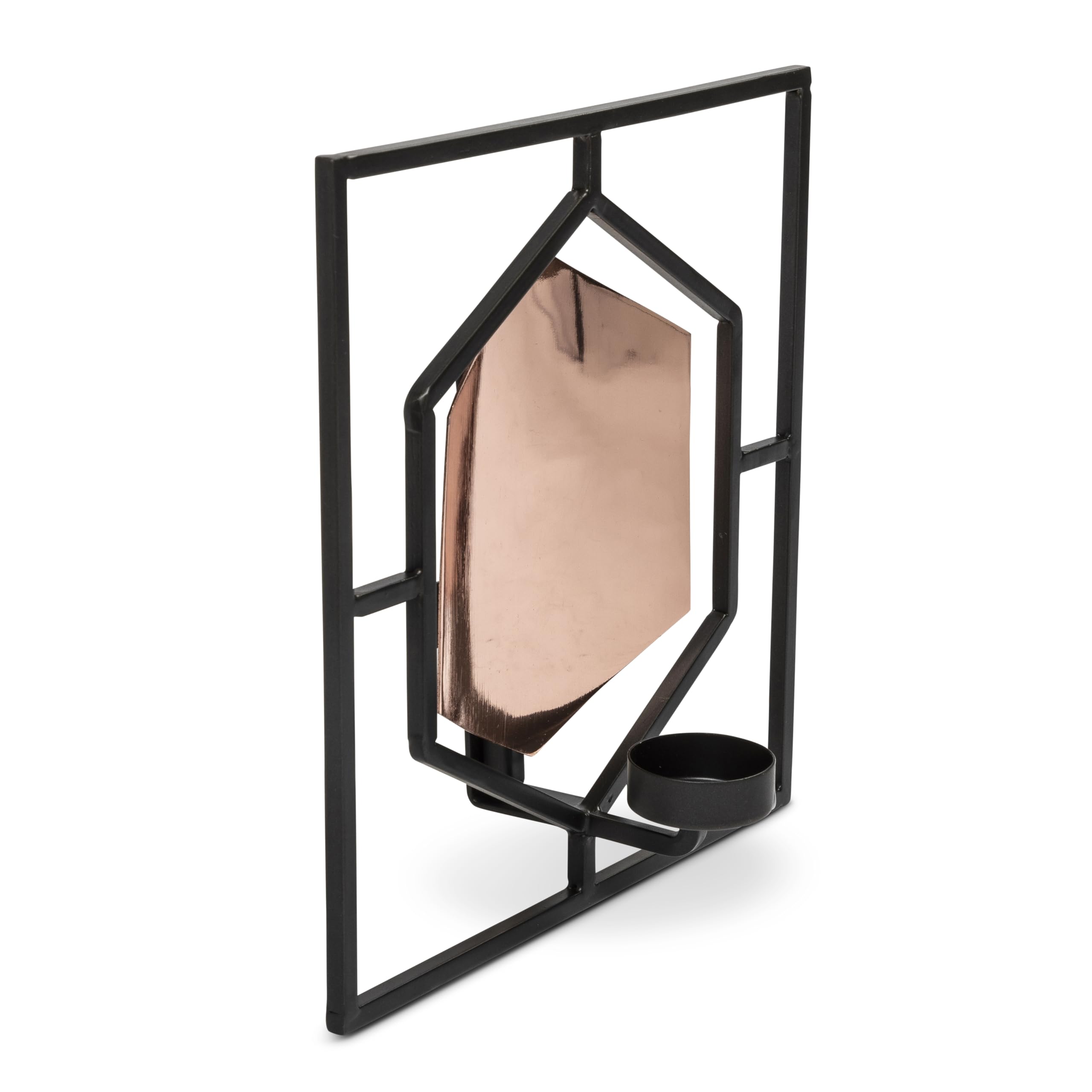 VIDI Tesoro Nascosto Porte-Bougie Mural Géométrique 24x24 Cm – Argent & Noir – Décoration Murale Moderne Salon Chambre
