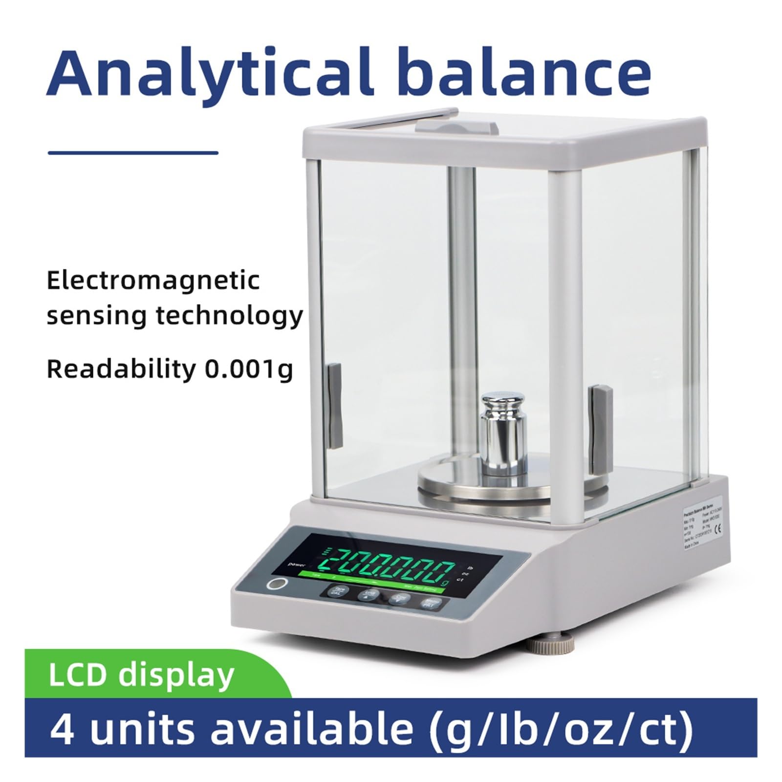 Balanza electrónica de laboratorio, balanza analítica de precisión de 0.001g, pesaje de joyería, báscula de cocina Función múltiple(510G 0.001G)