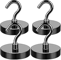 Vista 27 de MIKEDE - Ganchos magnéticos de alta resistencia, imanes negros de tierras raras de neodimio de más de 170LB para refrigerador, con revestimiento