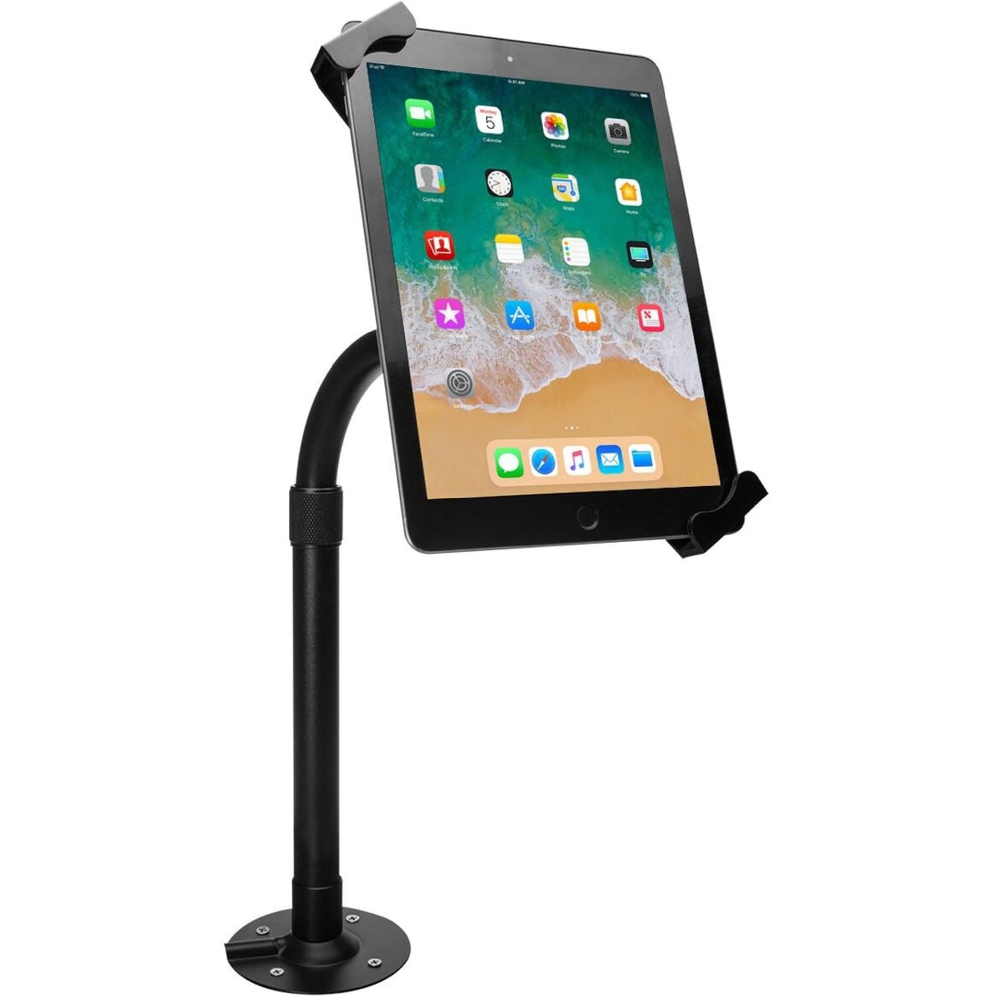 Tabletop Pole Stand – CTA Height-Adjustable Security Elbow Mount with Lock and Key Security System for iPad 7th/8th/9th Gen. 10.2",Surface Pro 4,Surface Go 3 & Other 7-14" Tablets (PAD-HATUE) – Black