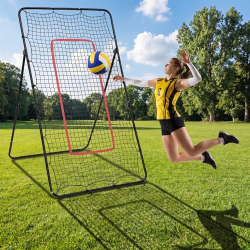 SEHAUSEU Volleyball Rebounder Netz 215x117cm Volleyballnet Tennis rebounder Volleyball-Trainingsgerät mit Schlagzone für Lacrosse Baseball Verstellbares Volleyballnetz Hinterhof