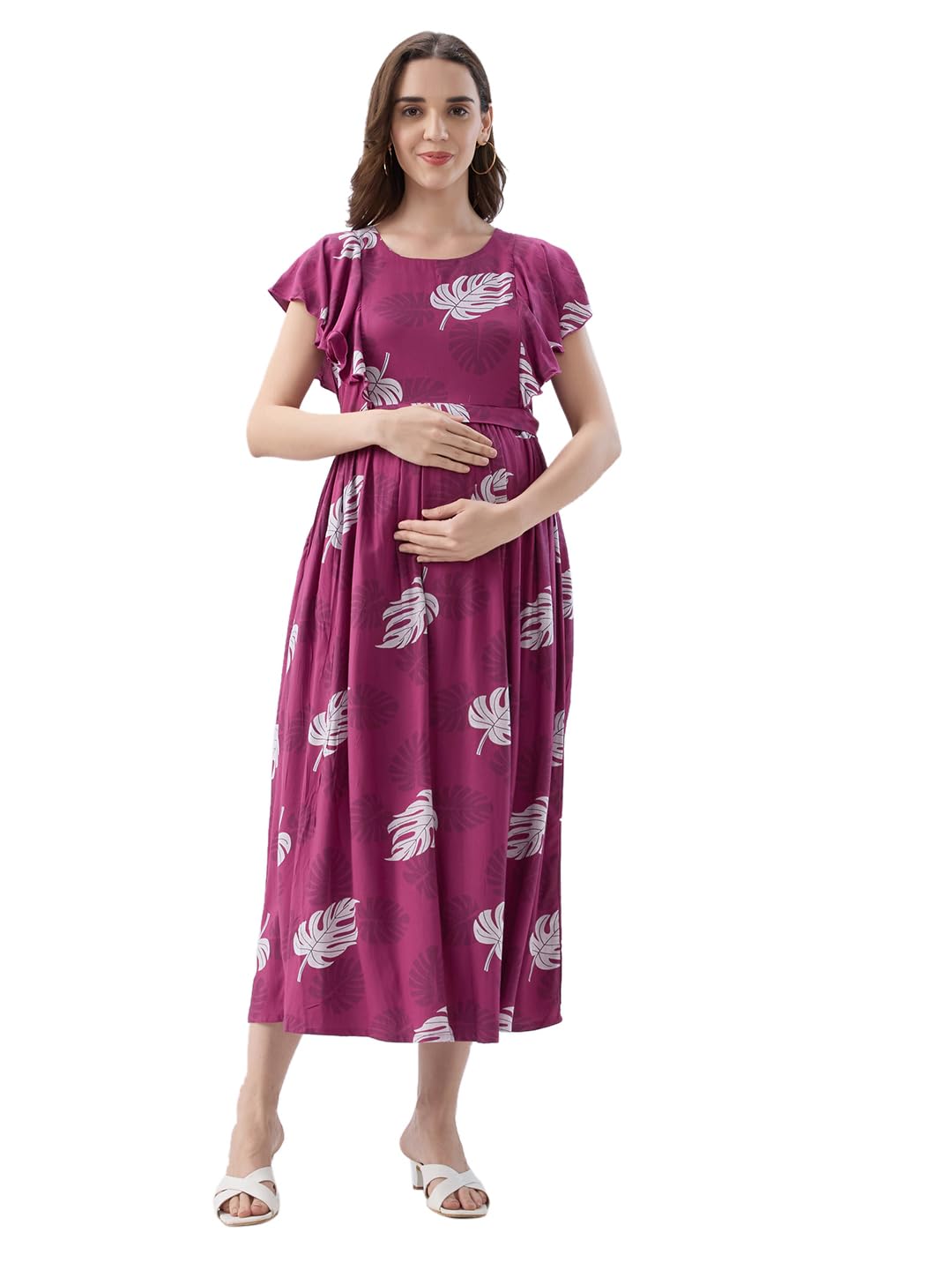 av2 Women Maternity Feeding Dress Purple Medium 5176-picture-22