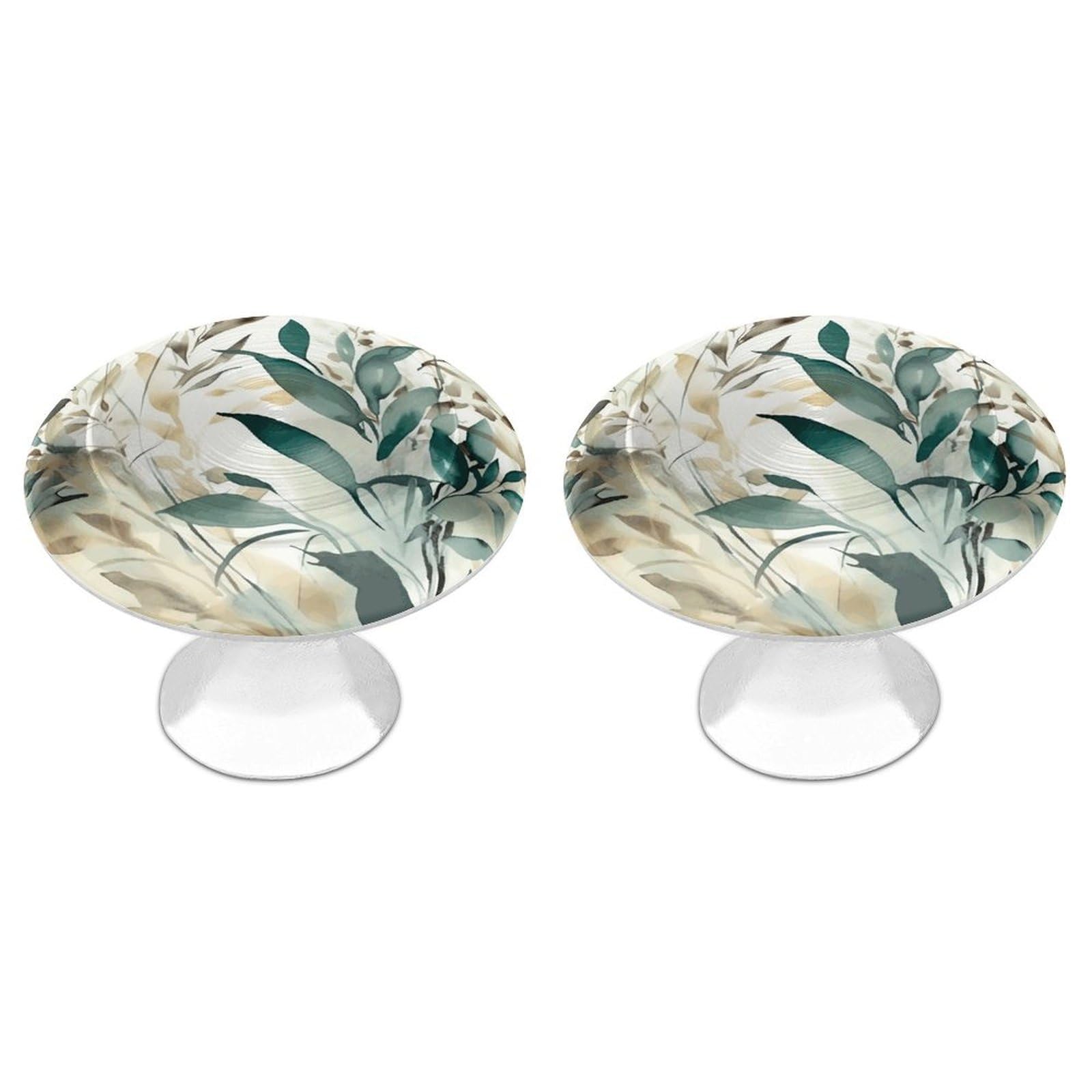 QMNLKH Leaves on White Background Cabinet Knobs for Home, Round Drawer Pulls for Kitchen, Personalized Cupboard Handles with Screw, Fashion Dresser Knobs for Office, Drawer Handles, 2 Packs