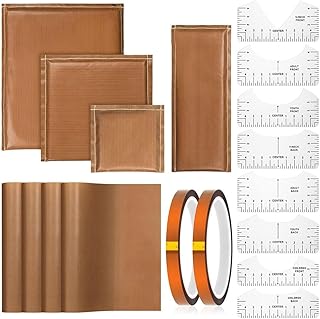 Vocdikficy Kit de 18 Piezas de Almohadas de Prensado Térmico, 4 Tamaños de Almohadas de Transferencia de Prensado Térmico, 4 Hojas de Transferencia Térmica, 8 Tamaños de Reglas para Camisas