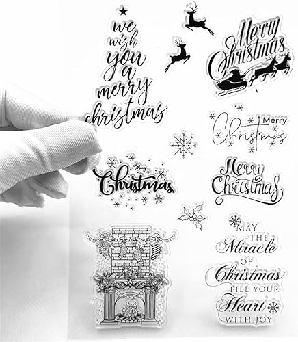 Miniatura 3 de Palabras de bendición de Navidad, sellos transparentes de silicona con sentimientos, calcetines, copos de nieve, sellos transparentes para