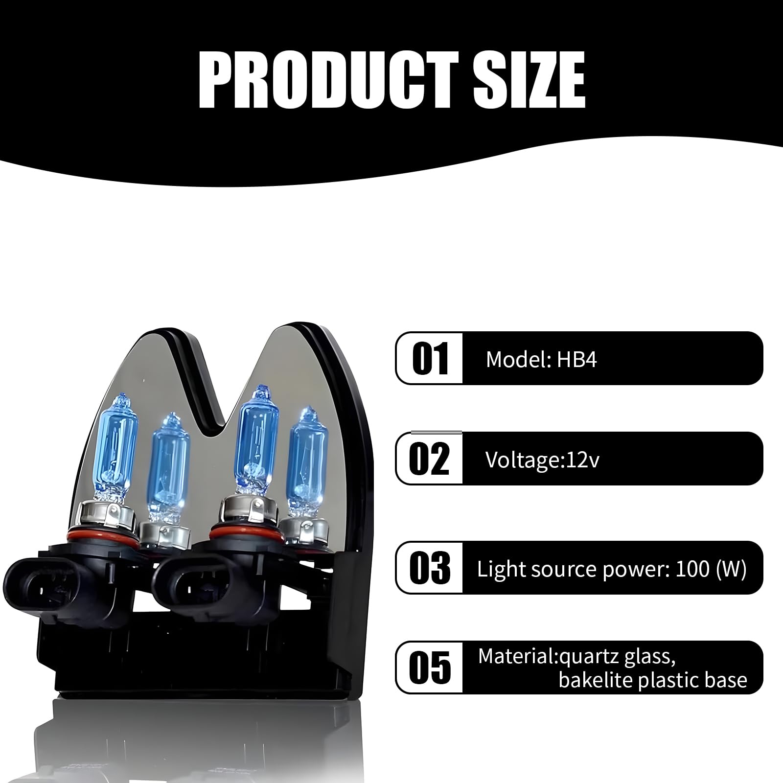 2 PCS 9006 Car Halogen Bulbs Ultra White Light Bulbs 12V 100W Front Fog Light Bulb Super Bright — view 2