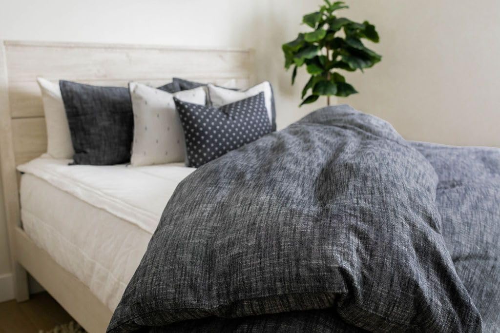 Beddy's One Piece Zippered Closure Charcoal Gray Duvet Cover Bedding, Easy Zip Closure Cotton Bedding Mattress Cover, Twin Full Queen and King Sized Duvet Comforter Sets