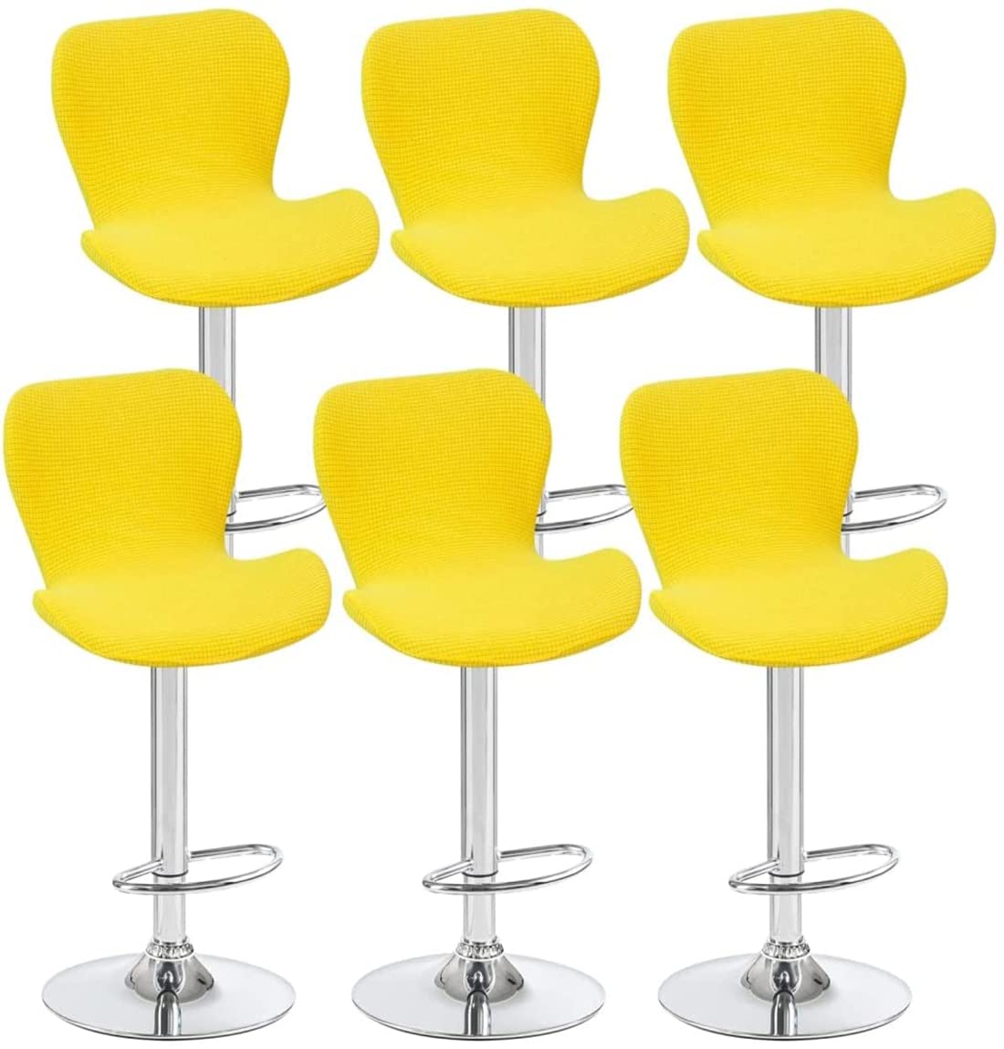 XGANGM Stretch Bar Stool Covers set of 4/6 Low back Curved bar stool Chair Slipcovers Modern Swivel High Bar/Counter Chair Cover, for Kitchen Short Dining Chair,lemon yellow,6PCS