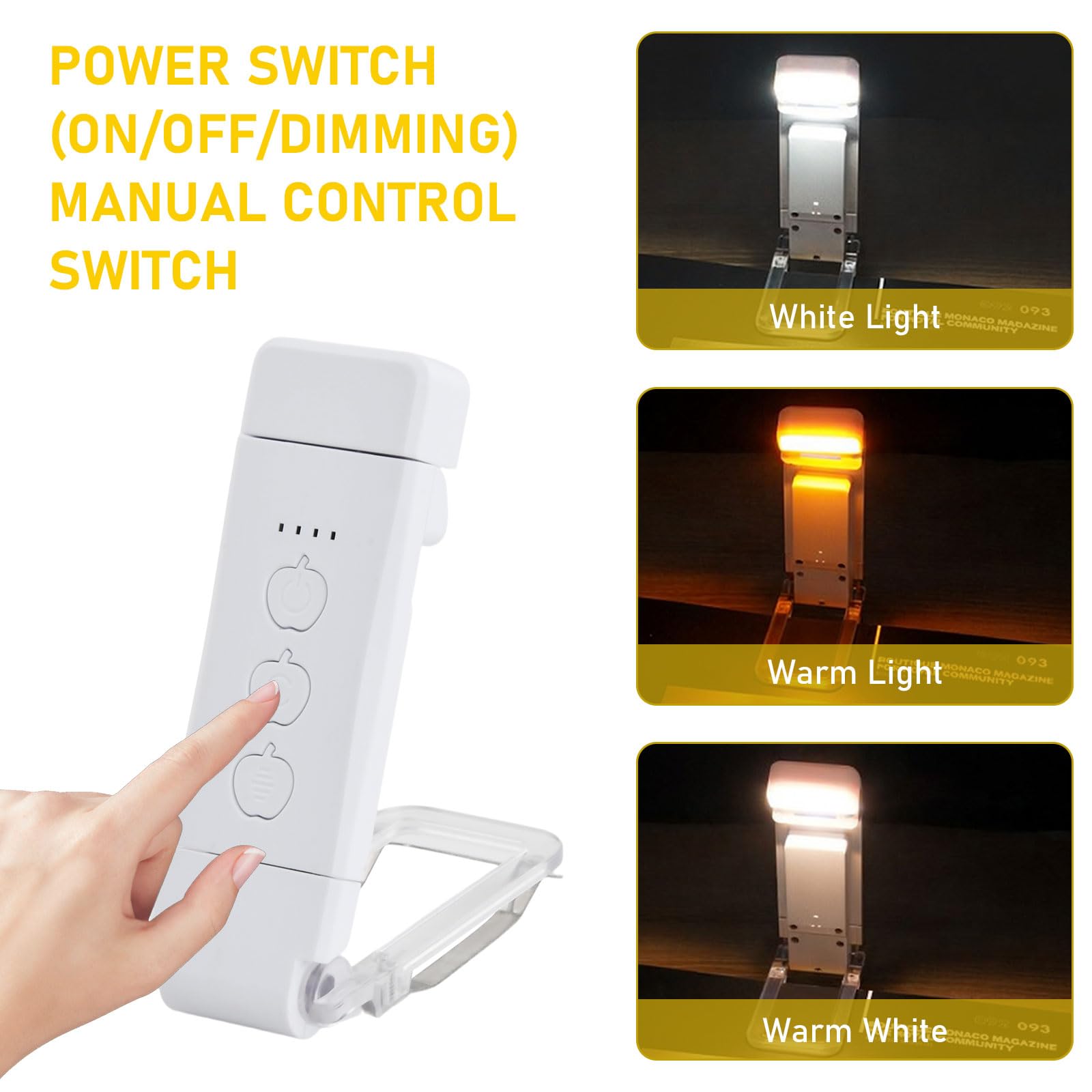 Luz de Lectura, Lámpara de Lectura Recargable USB con Pinzas, 9 LEDs & 3 Colores y 5 Niveles Brillos Continuamente Ajustables, Luz Lectura Libros Cama Regalo Amantes para Leer