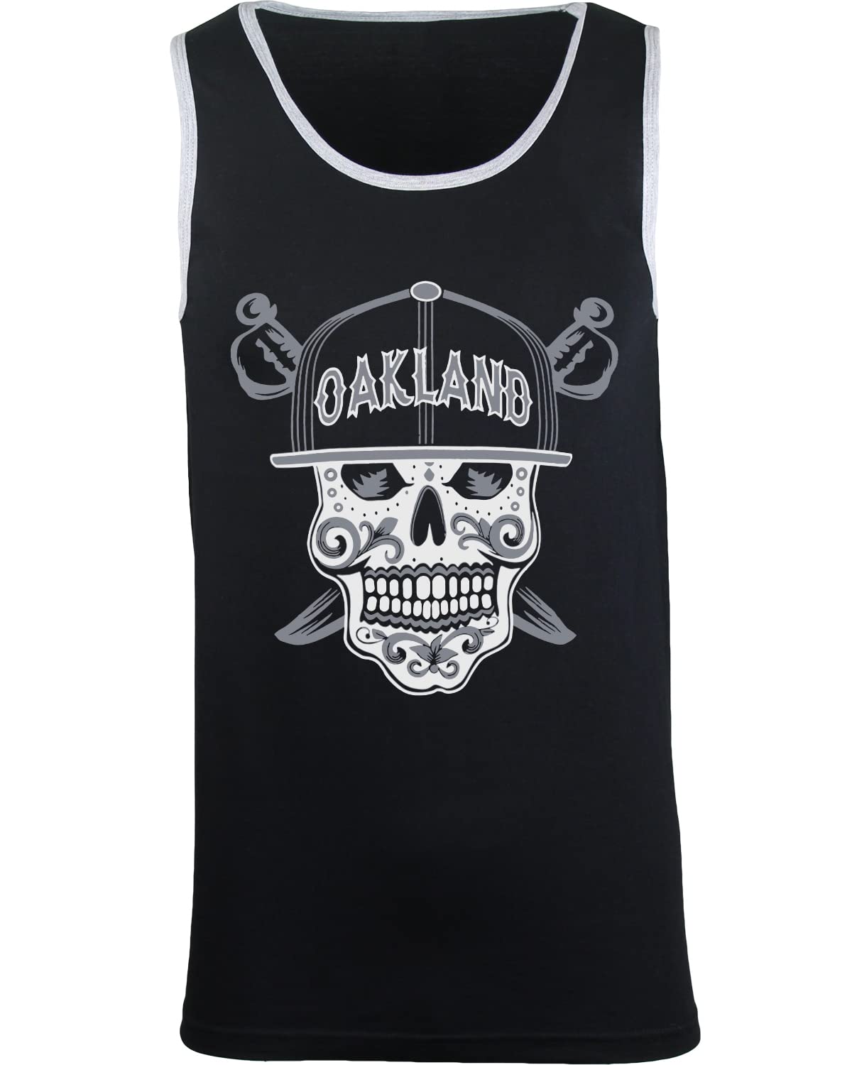 ShirtBANCMens Day of The Dead Sugar Skull Oakland and Vegas Tank Top, S-3XL