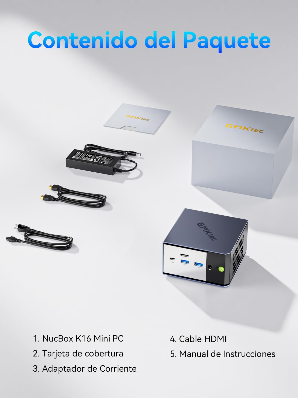 GMKtec Mini PC K16 AMD Ryzen 7 7735HS (8C/16T, hasta 4,75 GHz), Micro PC con 32 GB DDR5 6400, SSD PCIe 3.0 de 512 GB, Doble LAN 2,5G, OCuLink, Triple Pantalla 4K (HDMI + DP + Type-C), AMD Radeon 680M