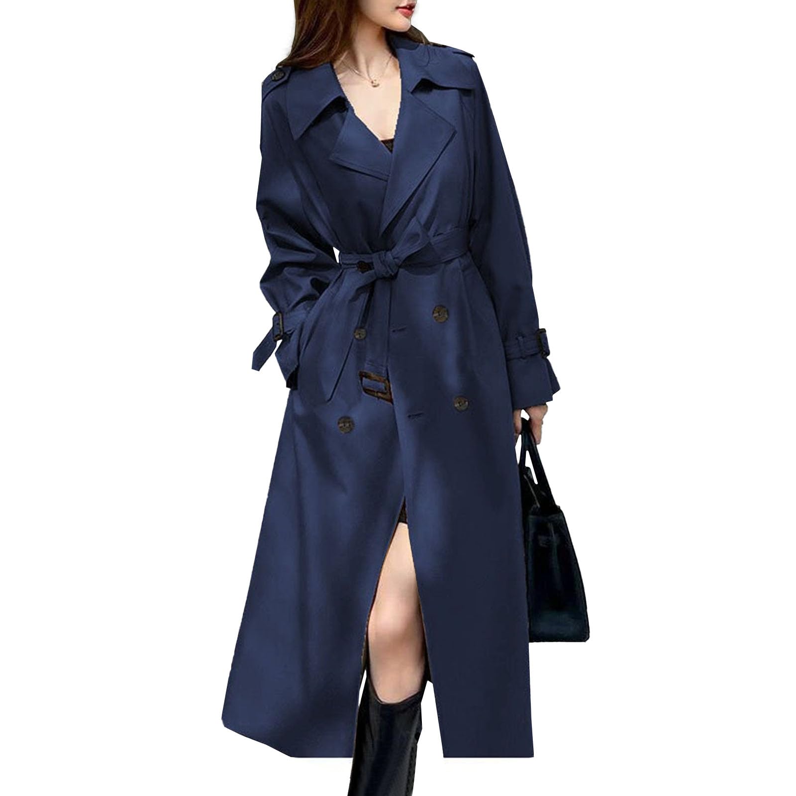 Manteau slim classique chic en tissu imperméable de qualité - 7