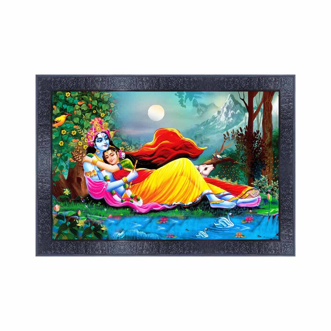 pnf Radha Krishna Wood Photo Frames With Acrylic Sheet (Glass) 4483-(10 * 14Inch, Multicolorcolour, Synthetic Wall Mount