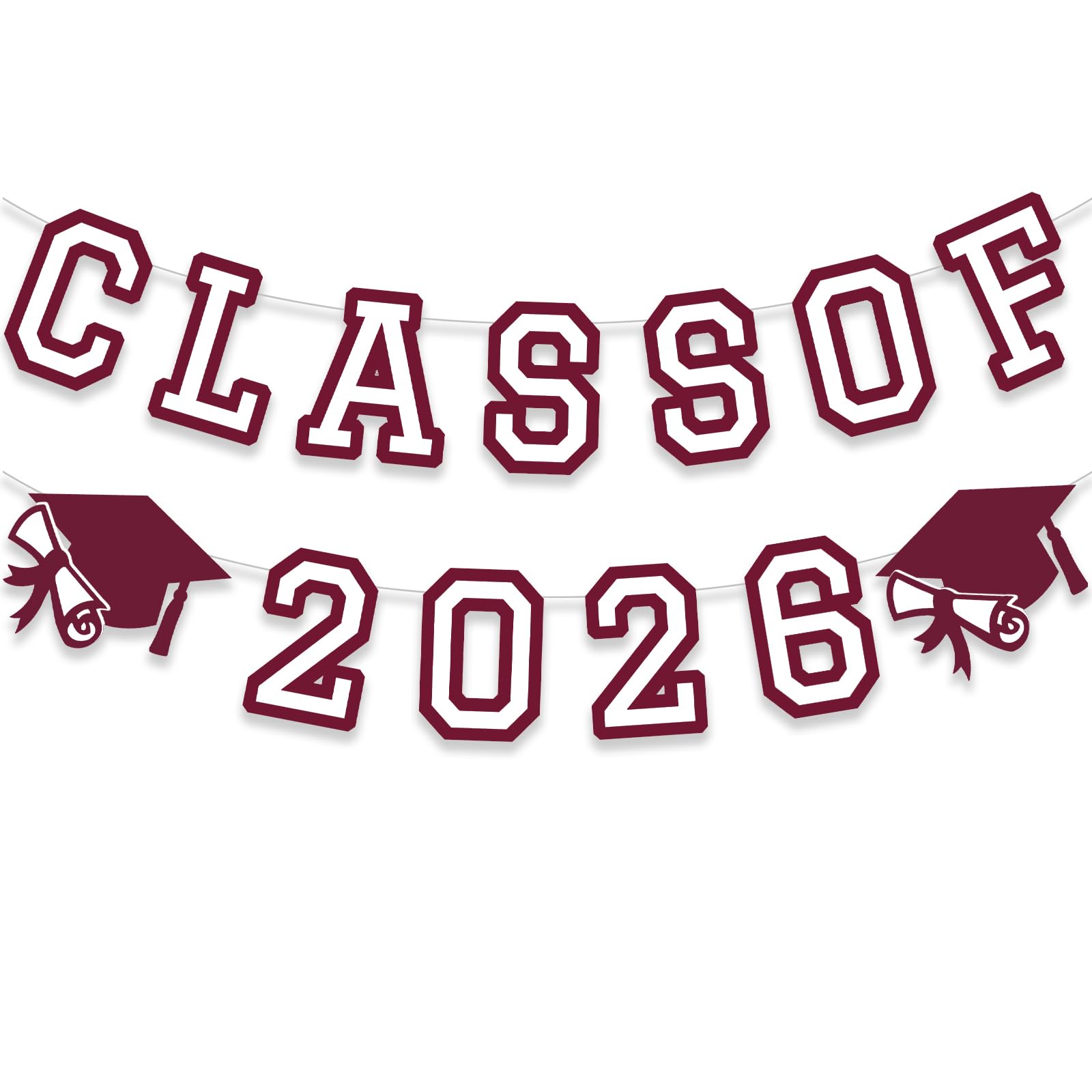 Class of 2026 Graduation Banner University College Grad Garland Decoration Party Supplies High School Colors Maroon White