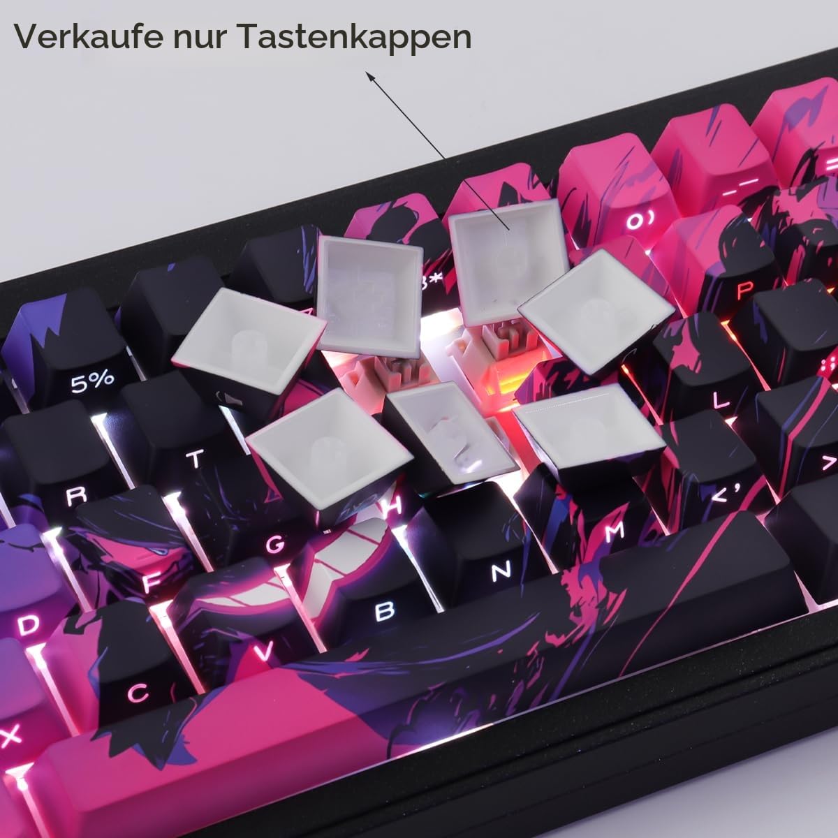 PBT keycaps, 131 Keys Double Shot Keycaps Side Engraved Transparent Keycap Set Cherry Profile Backlit Keycap for Cherry MX Switch Mechanical Keyboard