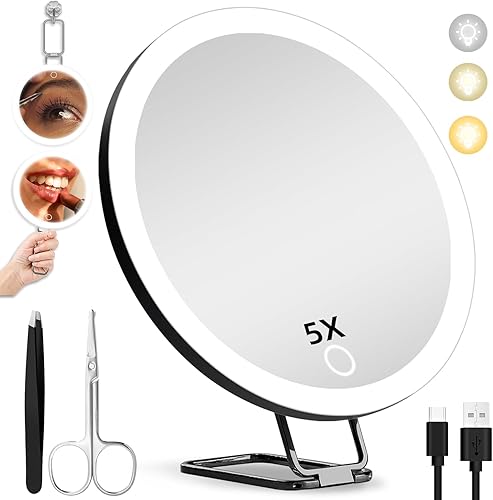 Miniatura 1 de Espejo de aumento 10X, espejo de maquillaje de 6 pulgadas con aumento, espejo con aumento 10X con 3 ventosas y soporte ajustable de 360 para